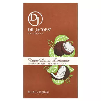 Доктор. Jacobs Naturals, Отшелушивающее кастильское мыло с люфой, Coco Loco Limeade, 5 унций (142 г)