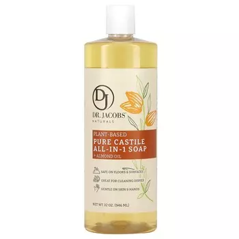 Доктор. Jacobs Naturals, Вегетарианское чистое кастильское мыло «все в одном», миндальное масло, 32 унции (946 мл)