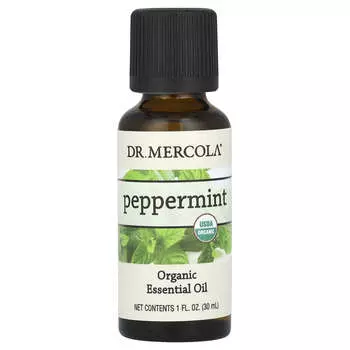 Доктор. Mercola, органическое эфирное масло, перечная мята, 1 жидкая унция (30 мл)