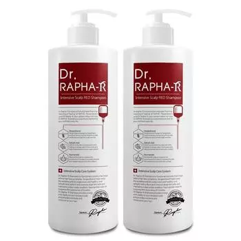 Доктор. Шампунь Raphael Red для кожи головы и устранения симптомов выпадения волос с зеленым фруктово-цветочным ароматом, 1 л, 2 шт.