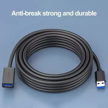 Долговечный удлинительный кабель USB 1 м/2 м, портативный медный сердечник, передача файлов 1M чёрный