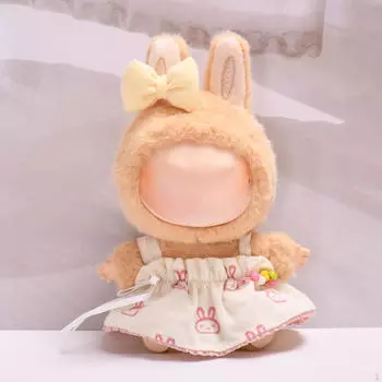 Doll Clothes for 15cm Plush Cartoon Bunny Dress Yellow Hair Accessory Costumes Photo Props