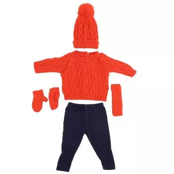 Doll Clothes Sweater Pants Hats Scarf Gloves Doll Accessories for 18inch Baby DollQ18-789 Orange