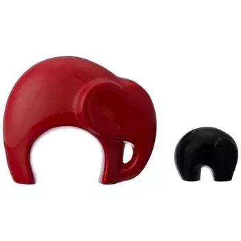 Домашний декор Happy Charm Elephant Mother & Child | Керамические фигурки с отделкой Piano Finish (Набор из 2 предметов, красный и черный)