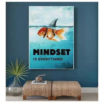 Домашний декор Mindset Is Everything Акула Рыба Фотографии Мотивационный плакат на скандинавскую тему для гостиной Настенная картина на холсте с принтом 21cm30cm NoFrame
