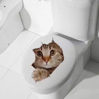Домашний декор ванная комната искусство фреска на стене 3D наклейки на автомобиль обои кошка настенные наклейки туалетные наклейки 1