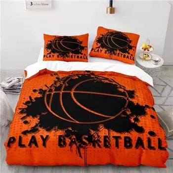 Домашний текстиль Play Basketball 3d Постельное белье Комплекты постельного белья с принтом Одеяла Чехлы Наволочки Для взрослых и детей Спортивные комплекты постельного белья Flame Basketball 228x228cm