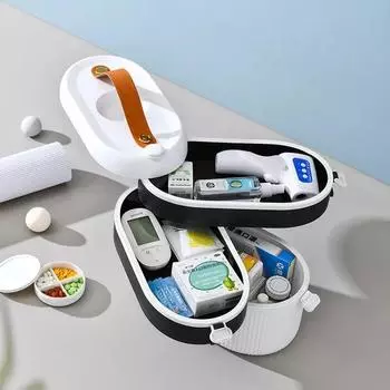 Домашняя аптечка, вращающаяся, портативная, многоцелевая, переносная, для хранения, аптечка первой помощи, органайзер 30.5x24.5x14.5cm белый