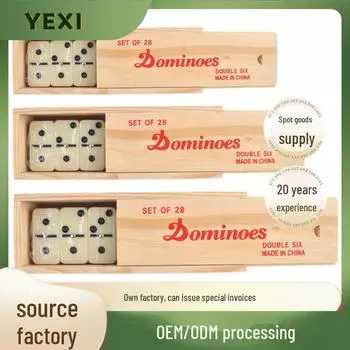 Домино Cross-Border Double Six из меламина с деревянной коробкой, доступны в различных размерах