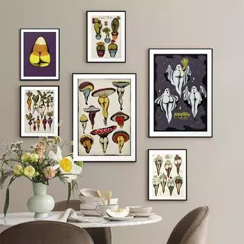 Don t forget your roots Art Cactus Sexy Mushroom Poster Print Antique Wall Art Posters and Prints Home Decor for Living Room 21x30cm No Framed