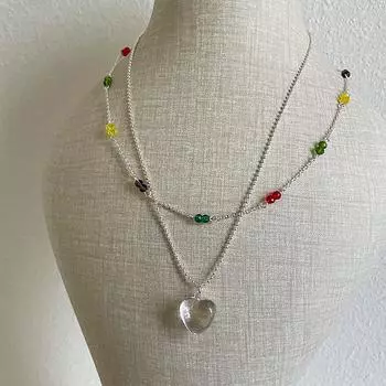 Dongdaemun Transparent Large Love Necklace Female Niche Unique High-End Personality Temperament Neck Chain Collarbone Chain