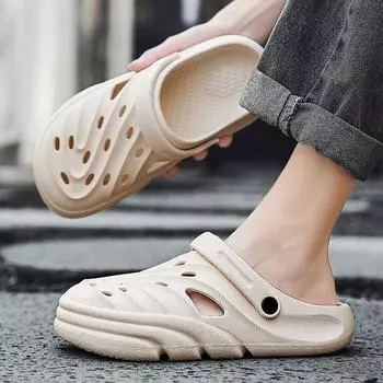Dongdong Shoes Men s Summer Outdoor Baotou Slippers Thick Sole Shoes Wearing Anti slip Beach Sandals Outside 40-41 бежевый