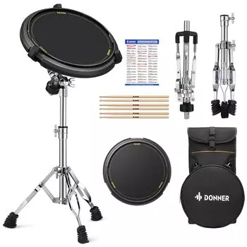 Donner Drum Practice Pad Training Drum High Drum Pad Percussion Snare Drum 3 пары чехлов для хранения 12 шт. Черный комплект, тихий, пуля, антивибрационный