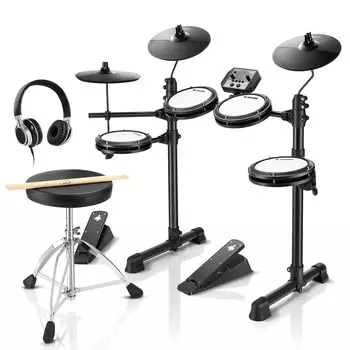 Donner Electronic Drum Home Small Drum Throne Audio Deluxe Mesh Kit New Japanese Manual 3 Set, Mesh, Practice, Foldable, Sticks, чёрный