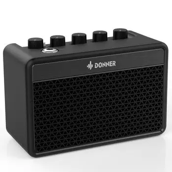 Donner Mini Гитарный усилитель 5 Вт перезаряжаемый с 3-полосным эквалайзером настольный компактный легкий домашний репетиционный ретро британский тон DA-10