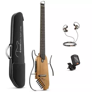 Donner Travel Headless Mini Portable Set с кленовым эргономичным съемным мягким тюнером Гитара, Гитара, Гитара, Гитара, Наушники, Корпус, Гриф, Тихий,