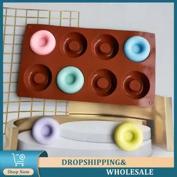 Donut Mold Silicone Non-stick Round 8 Company Cake Tools Silicone Mold Mini Easy Demoulding Donuts Baking Utensils Easy To Clean кирпич красный