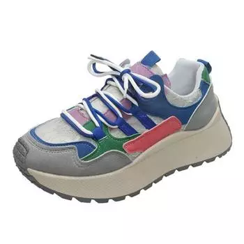 Dopamine color matching sneakers summer two-color shoelaces dad shoes college wind mesh casual shoes women 35