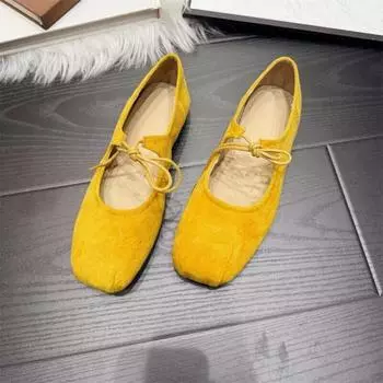 Dopamine flat bottom shallow mouth Mary Jane shoes autumn new square head lace-up single shoes women s skirt Doudou shoes 35