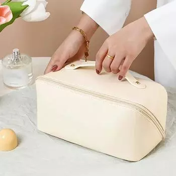 Дорожная косметичка большой емкости, кожаная косметичка, водонепроницаемая портативная косметичка, косметичка для ухода за кожей, косметические туалетные принадлежности чёрный