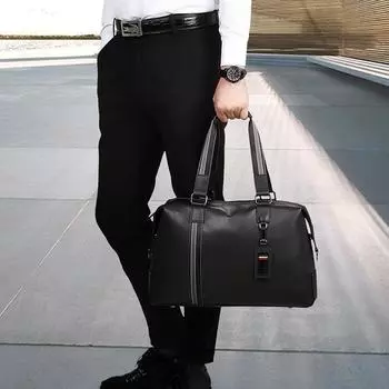 Дорожная сумка мужская сумка большая вместимость дорожная женская сумка на одно плечо кроссбоди из натуральной кожи для коротких поездок чёрный