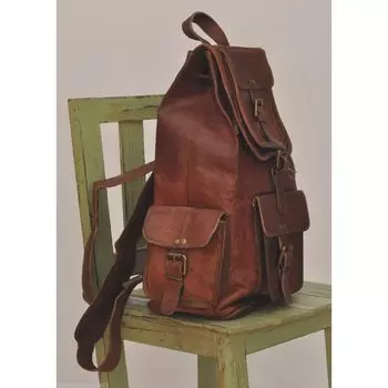 Дорожный багаж из натуральной козьей кожи ручной работы Backapck Rucksack Большая винтажная сумка 16 x 8 x 8 in коричневый