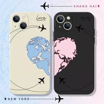Дорожный чехол с картой мира «Самолеты» для Iphone 12 13 11 Pro Max 12 Mini Love Heart пара, чехол для Iphone Xr X Xs Max 7 8 Plus Se2020 For iPhone 14