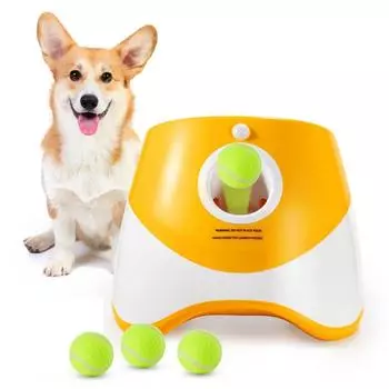 Dot Fetch Launcher Мяч-метатель для собак, Мяч-метатель для собак с 3 теннисными мячами, интерактивные игрушки для собак, Автоматический пуск мячей для домашних животных для помещений и улицы оранжевый