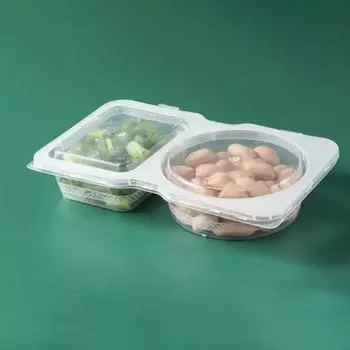 Double Compartment Clear Dressing Containers Stackable Snack Storage Containers Leakproof for Travel and Picnics