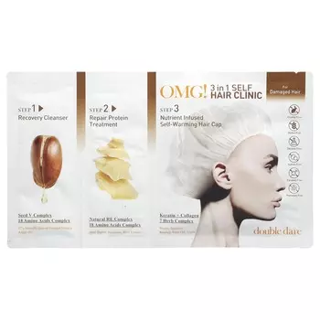 Double Dare, OMG! 3-in-1 self hair clinic, for damaged hair, 3-step kit