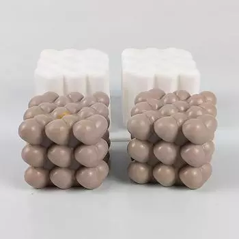Double Hole Love Cube Candle Silicone Mold DIY Handmade Soap Mold Geometric Heart-shaped Aromatherapy Gypsum Mould Candle Making