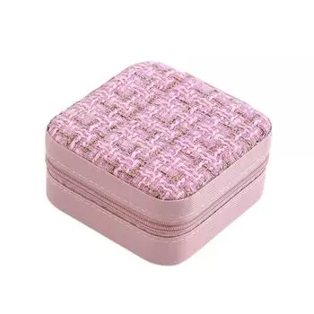 Double Layer Earring Storage Case PU Leather Jewelry Display Holder Fashion Rings Bearer Box Gift розовый