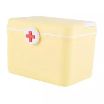 Double Layer Medicine Storage Box with Handle Large Capacity Emergency Box Portable Buckle Design Medicine Case