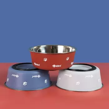 Double Layer Pet Food Drinking Tray Thickened Pet Feeder Dog Feeding Basin Puppy Kitten L серый