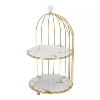 Double Layer Storage Shelf Bird Cage Organizer Display Rack for Bathroom Countertop Dressing Table
