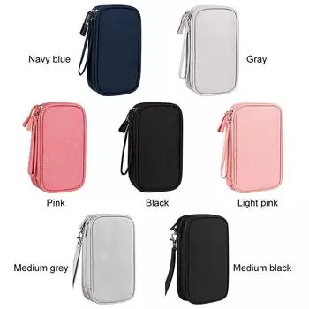 Double Layer Travel Cable Organizer Pouch Waterproof Electronic Accessories Carry Case with Hanging Strap for Cable Cord Charger Small темно-синий
