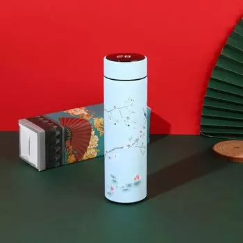 Double Layer with Lid Temperature LED Display Thermos Cup Coffee Tumbler Vacuum Flask Water Bottle небо