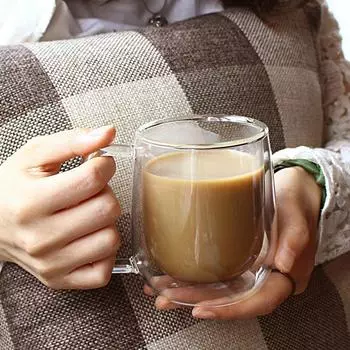 Double Layered Cup Heat-resistant Mug Coffee Cup Double Layered Transparent Glass Cup High Glass Household Juice Drinking Cup 150-450ml