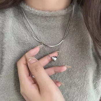 Double-Layered Love Snake Bone Necklace for Women - 2024 Summer Fashion, Japanese & Korean Style Versatile Clavicle Chain.