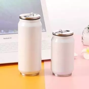 Double Layered Vacuum Straw Cup Vacuum Bottle Beverage Cup Ice American Coffee Cup Stainless Steel Sports Straw Water Cup 350ml белый