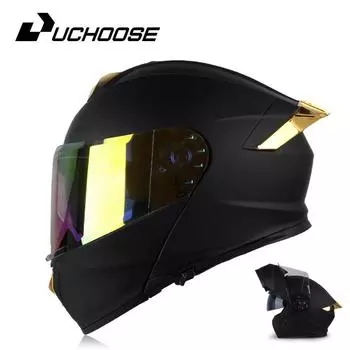 Double Lens Motorcycle Helmet 3C Certification Cross Section Helmet Safety Modular Flip Helm Unisex Helmet With Visor S