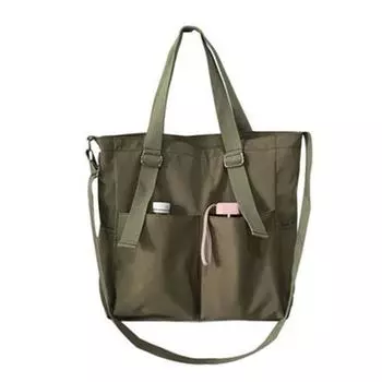 Double Pocket Waterproof Green Waterproof Bag Without Pendant Large Capacity Canvas Bag Casual Large Capacity Bags One Size зелёный