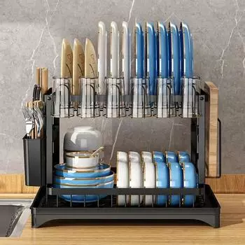 Double shelf OEM/ODM customized drainage storage tableware, multifunctional drainage bowl rack белый