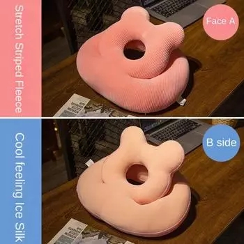 Double-sided Bear Pillow Stuffed Toy Plush&Ice Silk Sunmer Nap Pillow Female Gift Style 4
