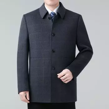 Double-sided cashmere coat for men, mid-length lapel woolen windbreaker, middle-aged father s down jacket 170