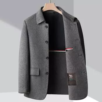 Double-sided cashmere coat men s autumn and winter lapel casual wool jacket middle-aged fashion high-end woolen coat 170