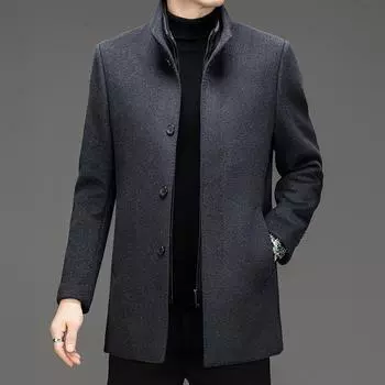 Double-sided cashmere coat men s mid-length woolen woolen coat middle-aged winter down liner daddy two-piece set 170