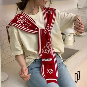 Double-Sided Double-Worn Knitted Shawl With Decorative Women S Neck Protector And Warm Vest, Versatile Fake Collar Shoulder. 108cm