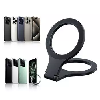 Double-Sided Magnetic Finger Ring Grip Stand Holder 360 Degree Rotation Finger Ring Support Adjustable for MagSafe Accessories