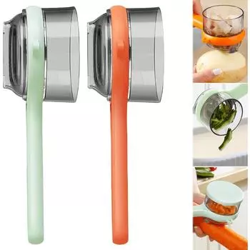 Double-Sided Stainless Steel Peeler with Storage Container – Fruit/Veg Scrap Collector, Easy Peel & Clean for Kitchen красный